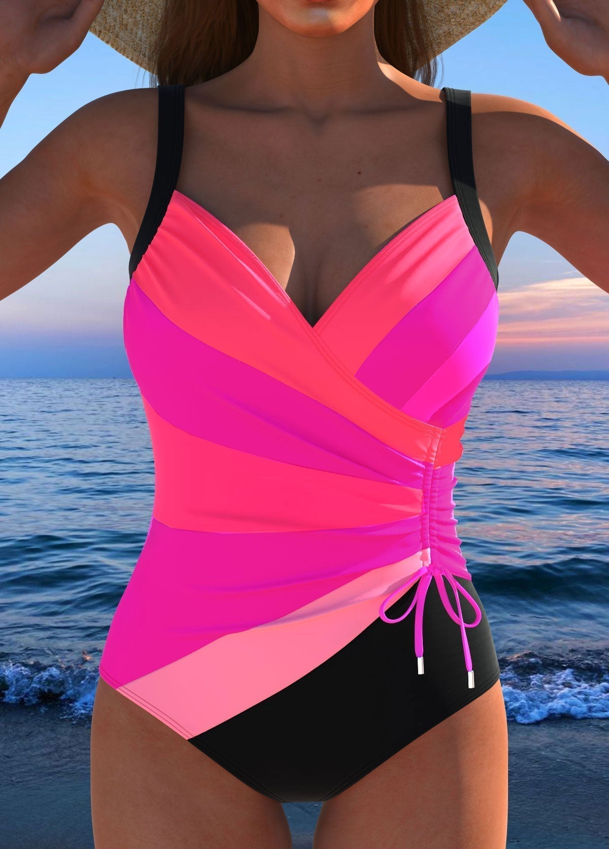 Esra | Slimming swimsuit with a colorful accent