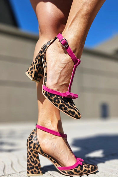 Leontina | Green Leopard Print Sandals with Colourful Accent